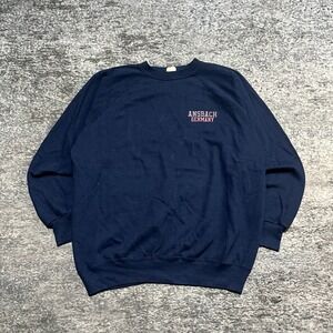 Vintage Ansbach Germany Crewneck Sweatshirt Large Navy Blue Artex 80s 90s